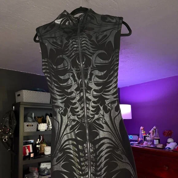 Widow Black on Black Mini Cyber Dress Size Sm - Picture 3 of 4